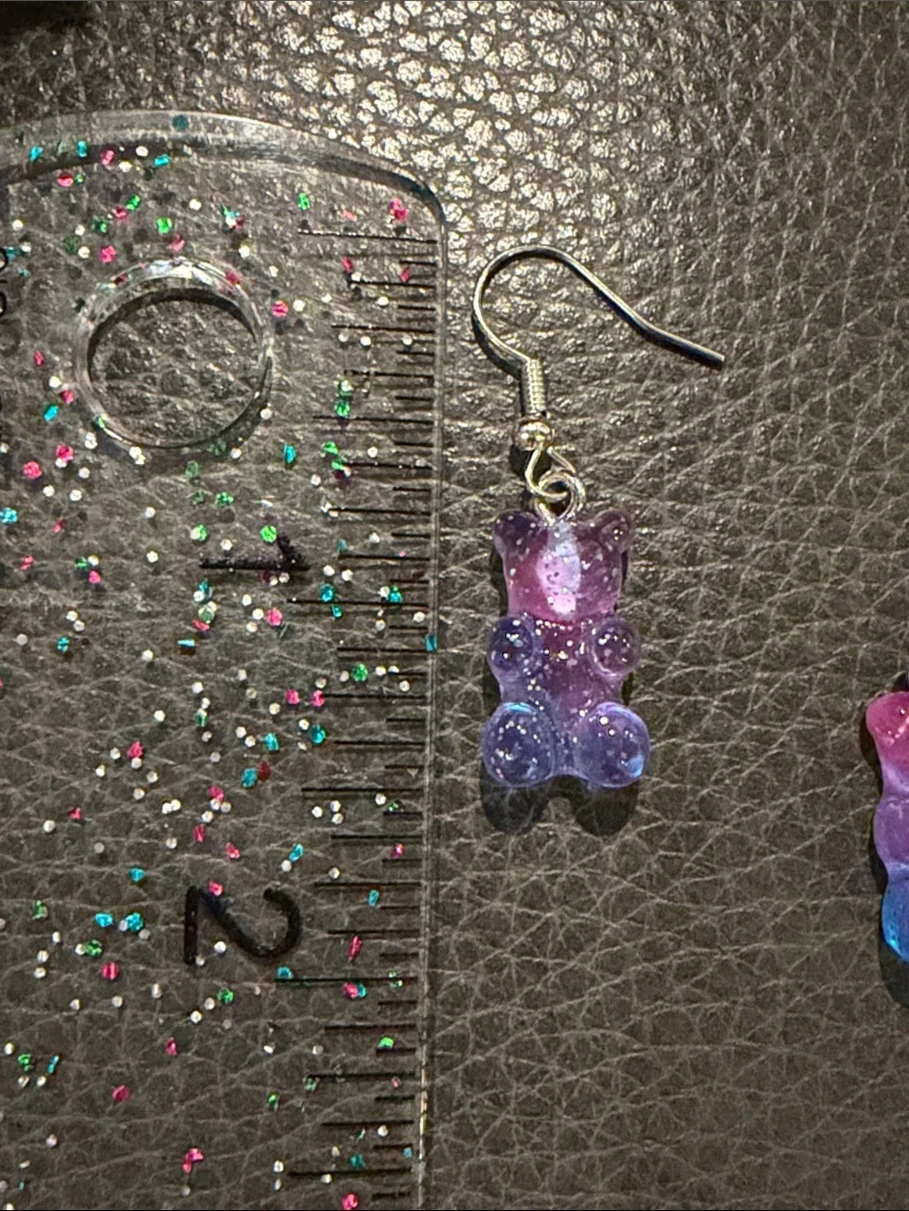 Purple and Blue Gummy Bear Dangle Earrings